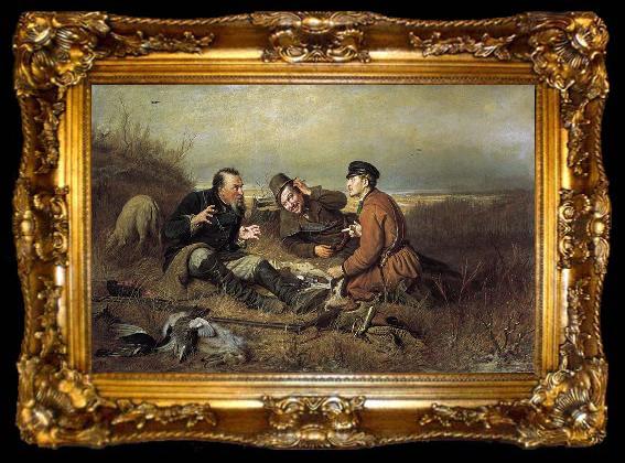 framed  Vasily Perov The Hunters at Rest, ta009-2